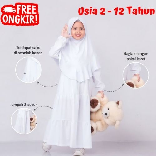 Gamis Anak Putih Syari Gamis Anak Modern Gamis Anak 10 Tahun Gamis Sekolah Anak SD Gamis Putih Anak 