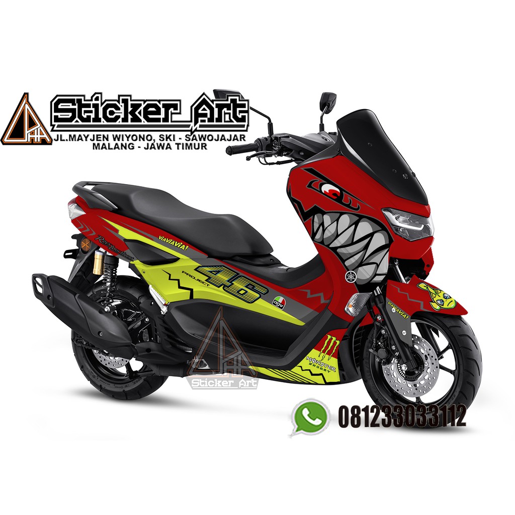 STIKER STICKER  MOTOR DECAL PRINT CUSTOM YAMAHA NMAX 155 NEW BARU SHARK HIU
