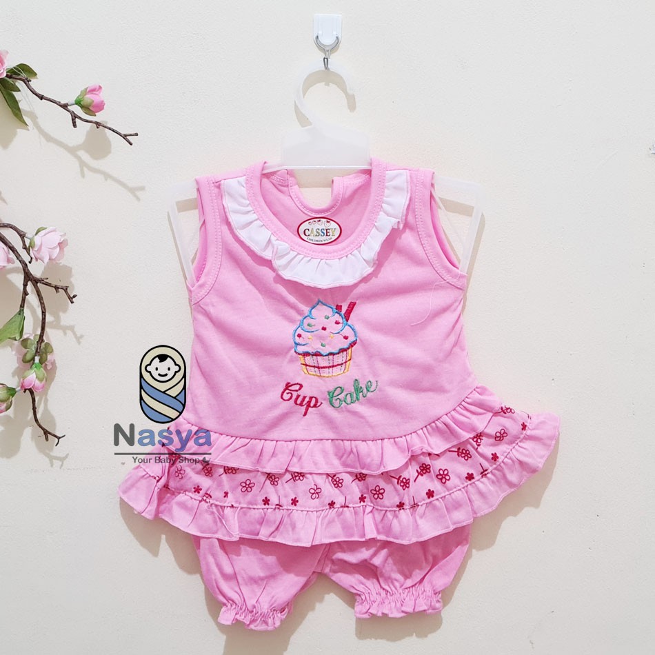 [N-072] Terbaru !! Setelan baju Bayi Perempuan Motif Lucu(3-6 bulan)