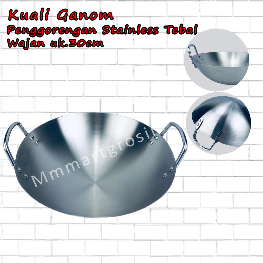 Kuali Ganom / Wajan / Penggorengan Stainless Tebal / 30cm