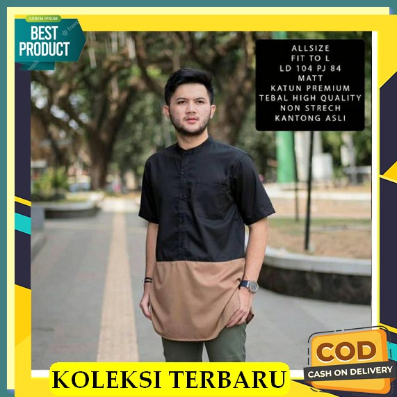 Baju Koko Kurta Pakistan Muslim Pria Lengan Pendek Qurta Arab Dewasa Terbaru Cowok Laki Kokoh Keren 