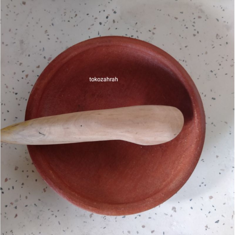 Cobek Tanah Liat /Piring Cobek /Cobek Tanah Liat Merah uk.20-21+ Ulekan