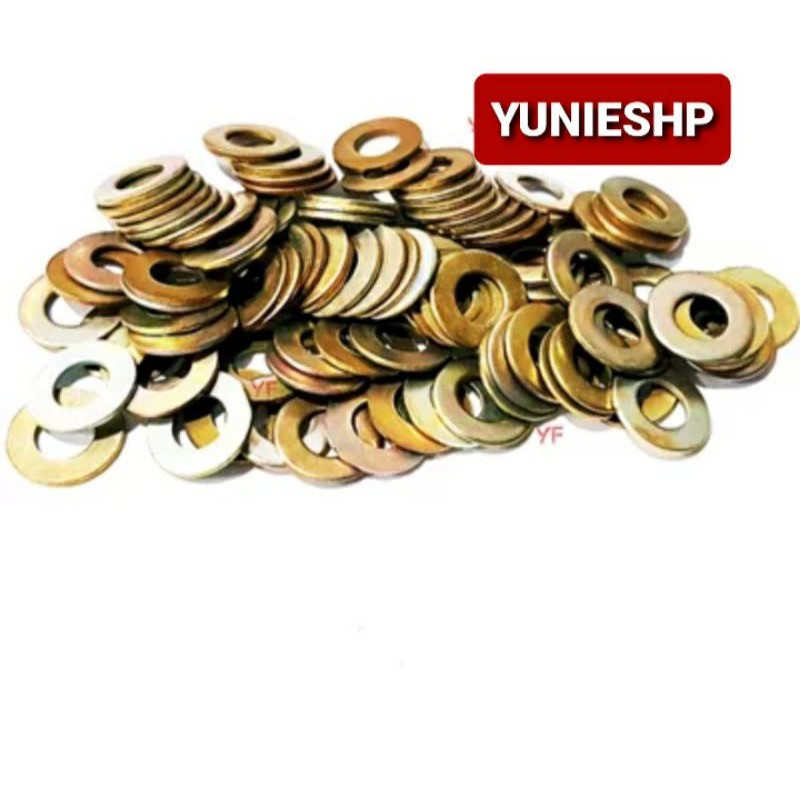 100 PCS  RING PLAT M6 - Diameter Lubang 6 . 4 mm untuk Baut Kunci 10