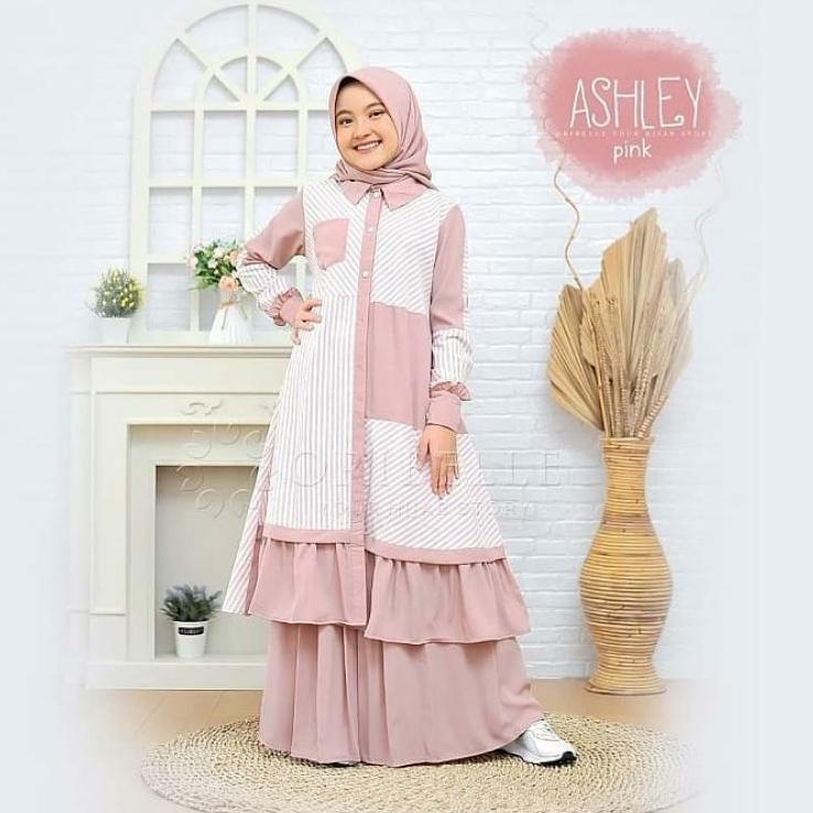 T-UBQ) ♥) Ashley Kids Baju Muslim Anak Gamis Anak Perempuan Usia7-13th Baju Muslim Tanggung ✯✯✯✯✯)