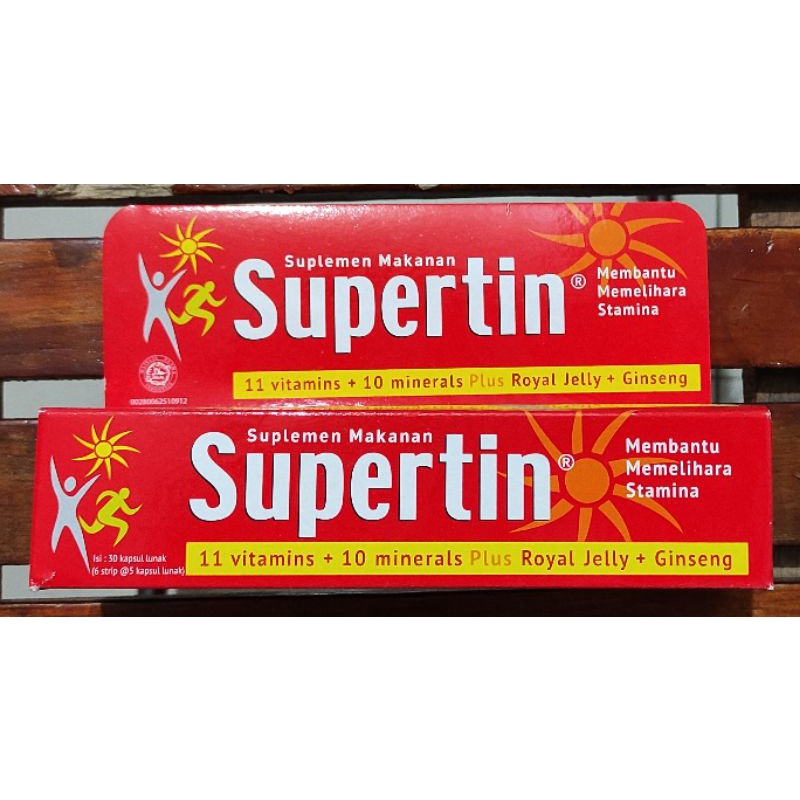 Supertin  30 Kapsul Lunak / 11 Vitamin / 10 Minerals Plus Royal Jelly / Ginseng / Daya Tahan Tubuh / Stamina