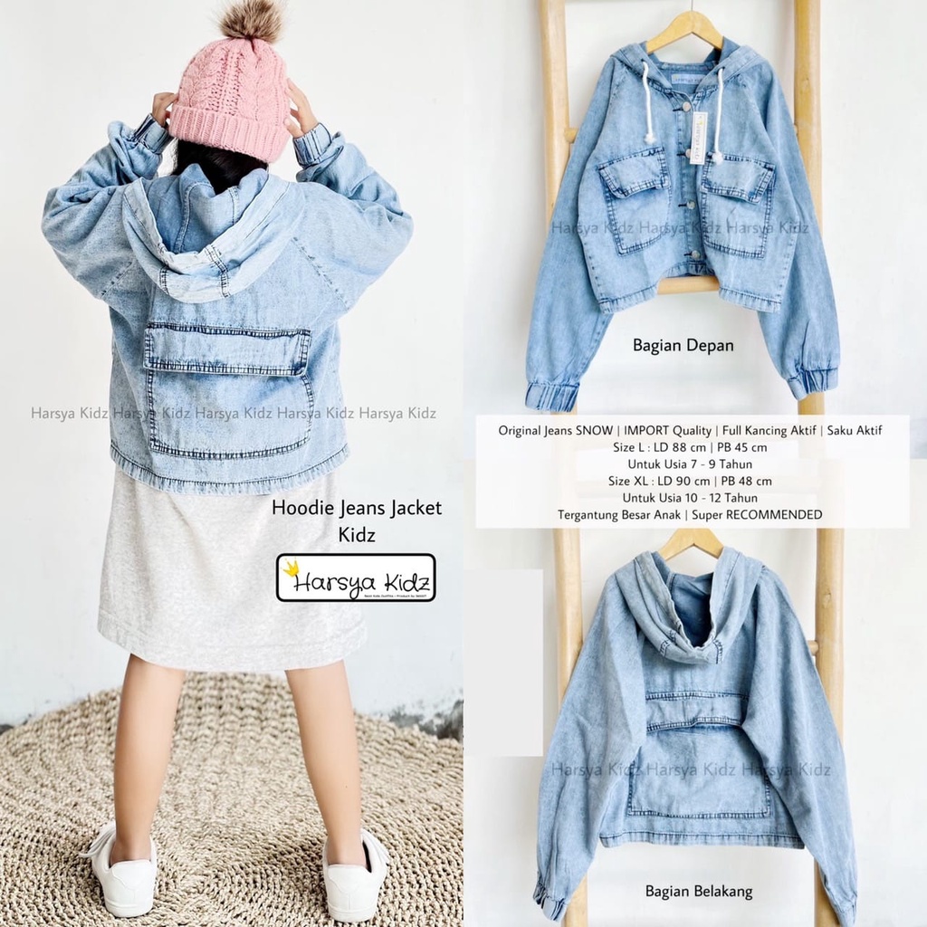 hodie jeans jaket kids | jaket jeans anak | jaket jeans korea anak