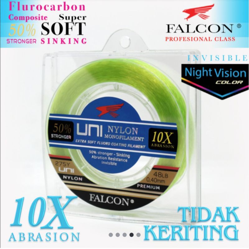 Senar Pancing Falcon Uni 275 yards Yellow Fluo Night Vision