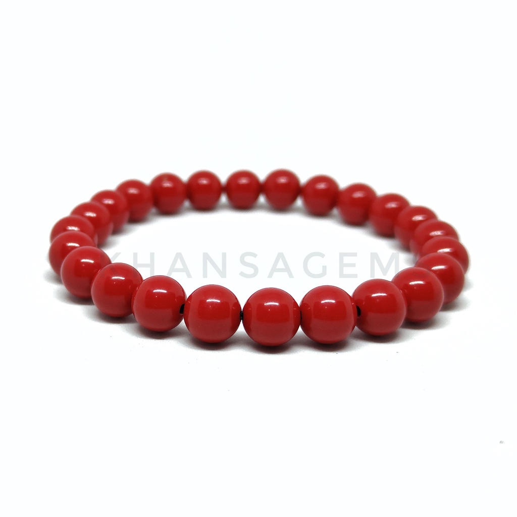 Gelang Batu Red Marjan Aneka Diameter 6mm 8mm 10mm 12mm