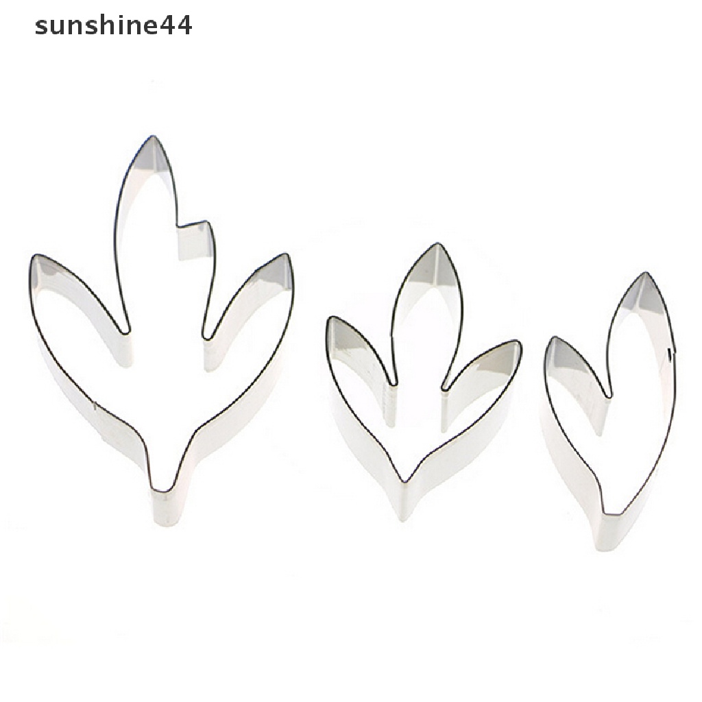 Sunshine Set Cetakan Cutter Stainless Steel Bentuk Bunga Peony + Daun Untuk Dekorasi Fondant Kue