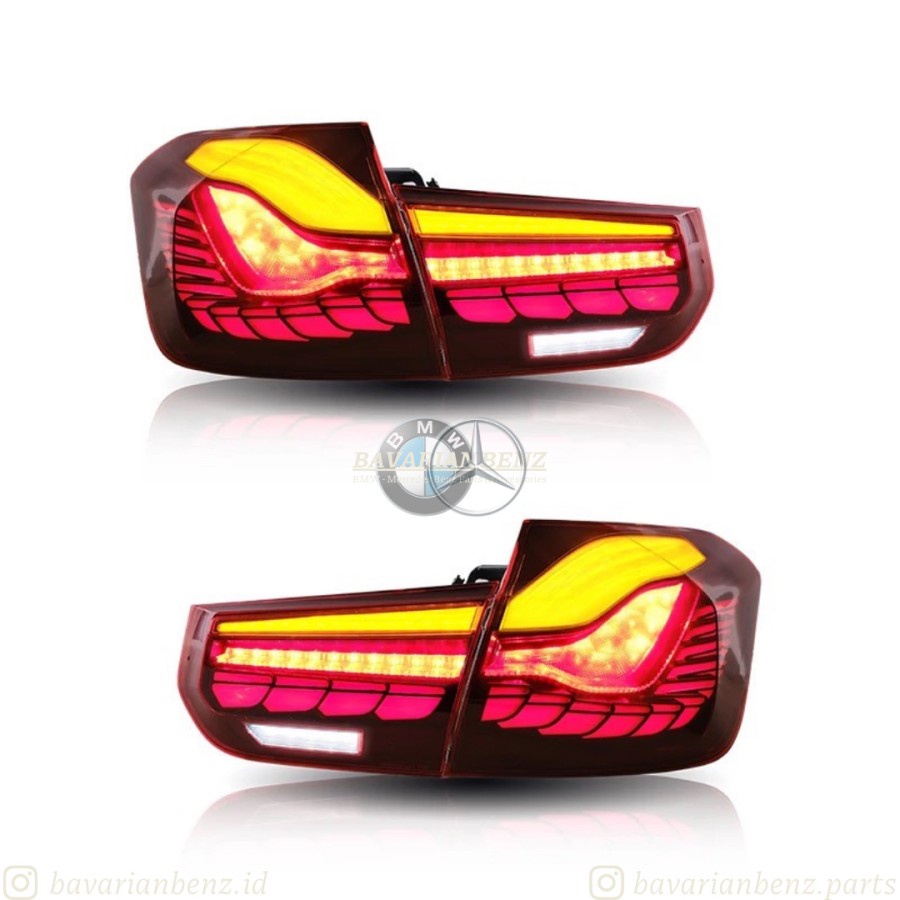 Tail Light OLED GTS Stop Lamp Lampu BelakangBMW f30 Sequential Signal - Black Smoke & Red