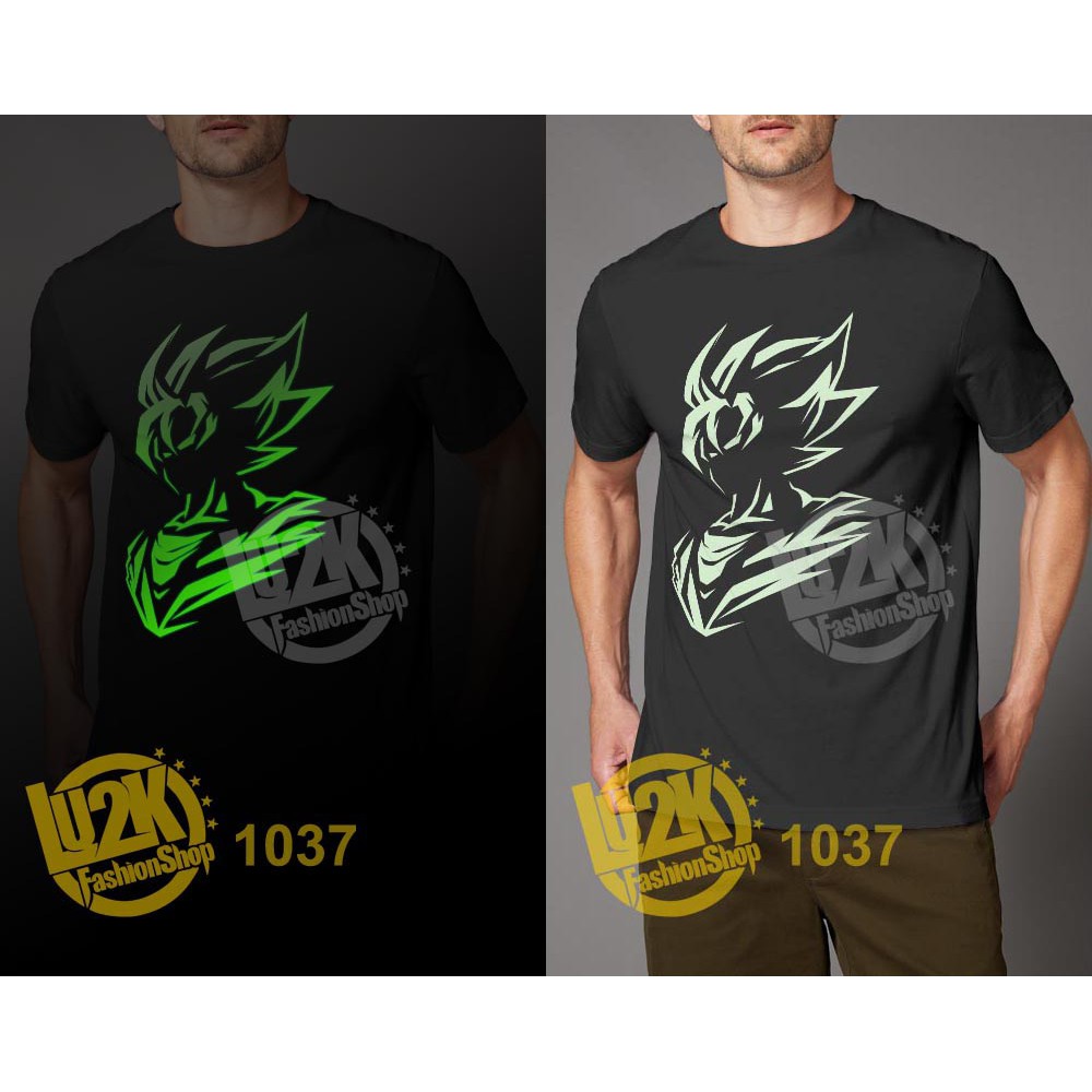 KAOS DRAGON BALL Z SONGOKU KOMIK JEPANG KEREN SUPER SAIYAN GLOW IN THE DARK FOSFOR L2K 1037
