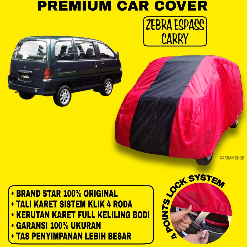 Body Cover ZEBRA ESPASS CARRY MERAH HITAM Penutup Bodi Mobil Zebra Espass Carry Waterproof PREMIUM