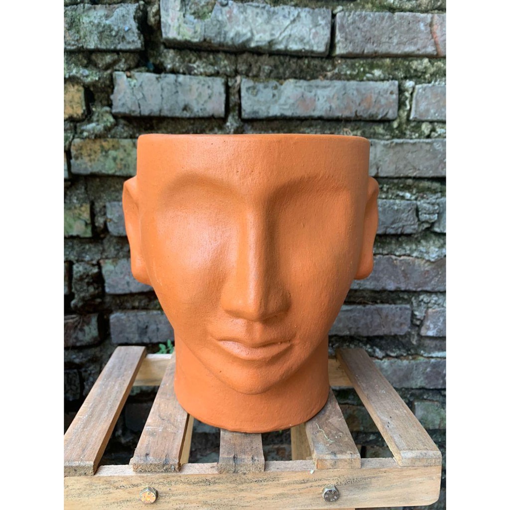 Pot Terracota Wajah Boss // Pot Terakota // Pot Tanah Liat