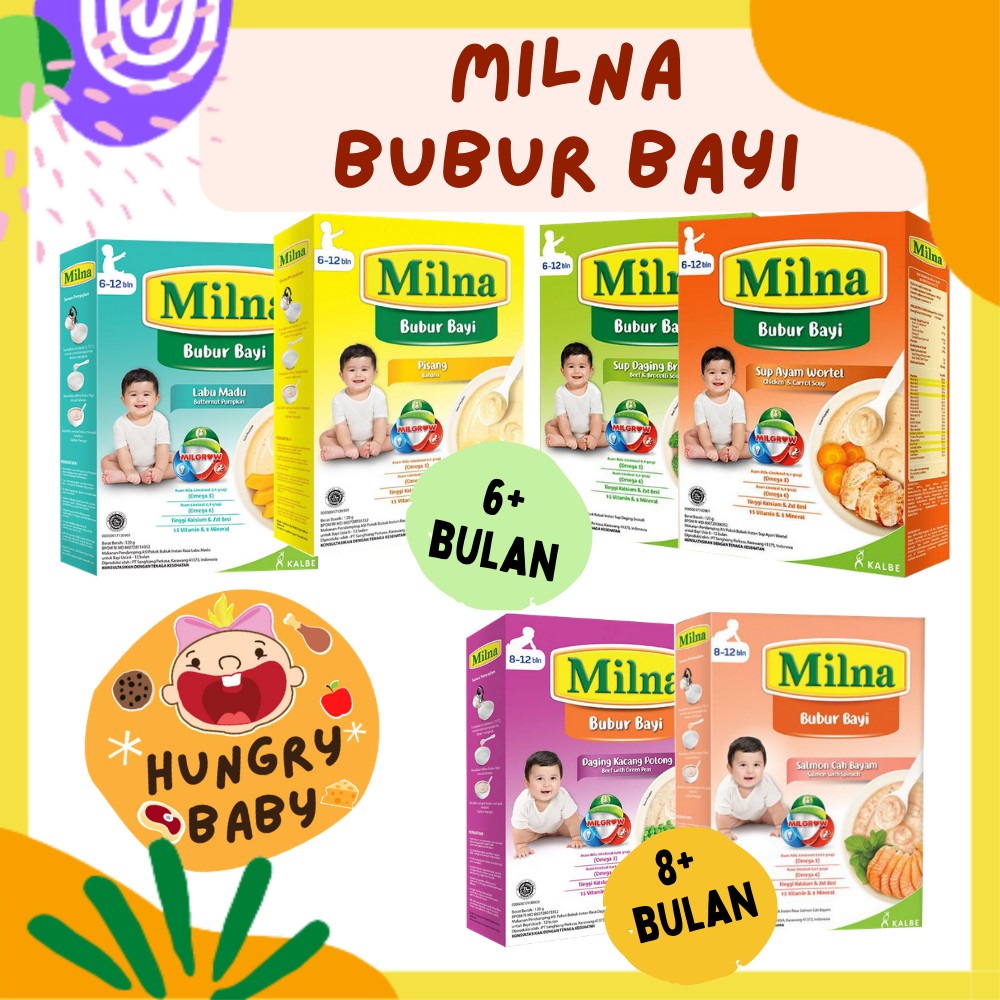 Milna Bubur Bayi 120 gram 6+ &amp; 8+ bulan / Bubur Pendamping ASI Baby 120 g / Bubur Organik