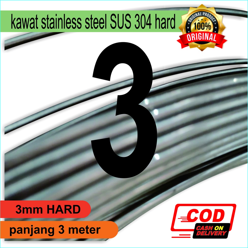 Kawat Stainless Steel 304 Hard 3mm 3meter