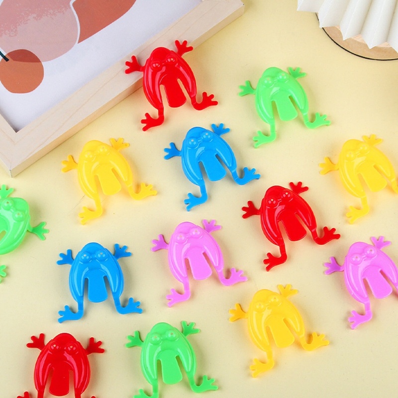 Zzz 12pcs / Set Mainan Katak Lompat Bahan Plastik Ukuran 2inci Warna Acak Untuk Hadiah Anak