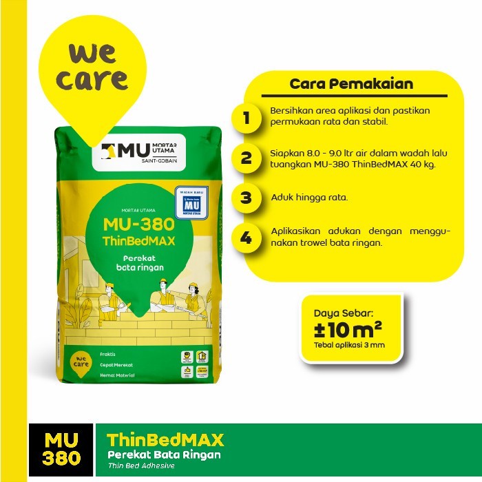 TERLARIS MORTAR UTAMA MU-380 THINBEDMAX PEREKAT BATA RINGAN 40KG