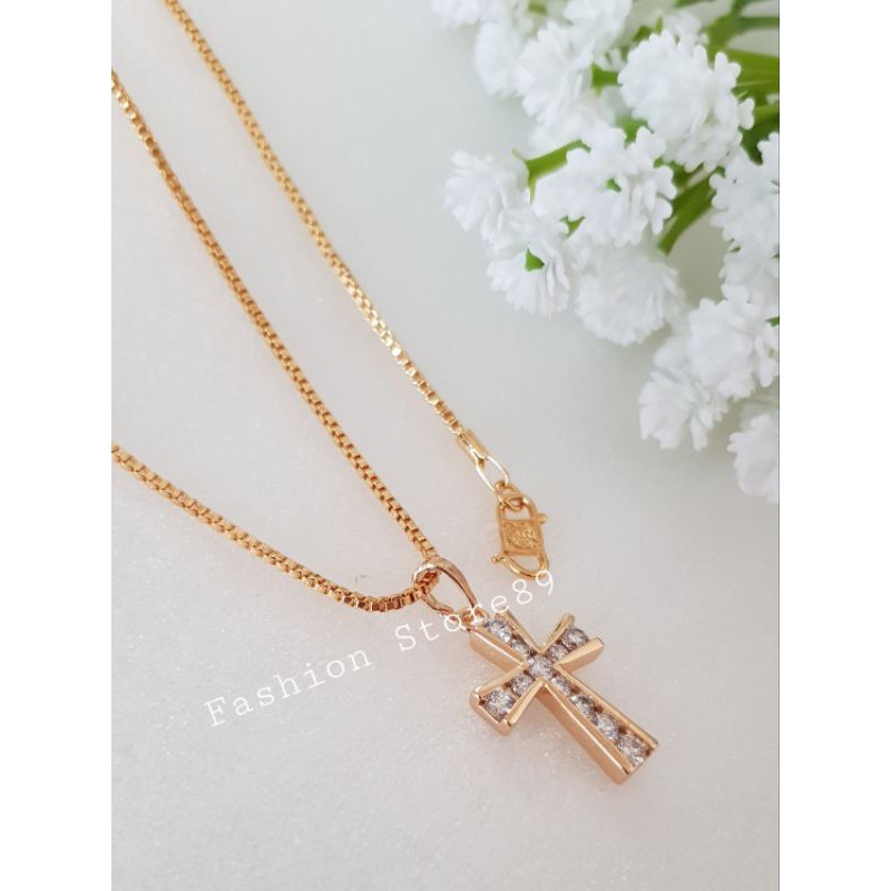 kalung Liontin salib fashion xuping import perhiasan lapis emas 18k bestseller xuping rohani