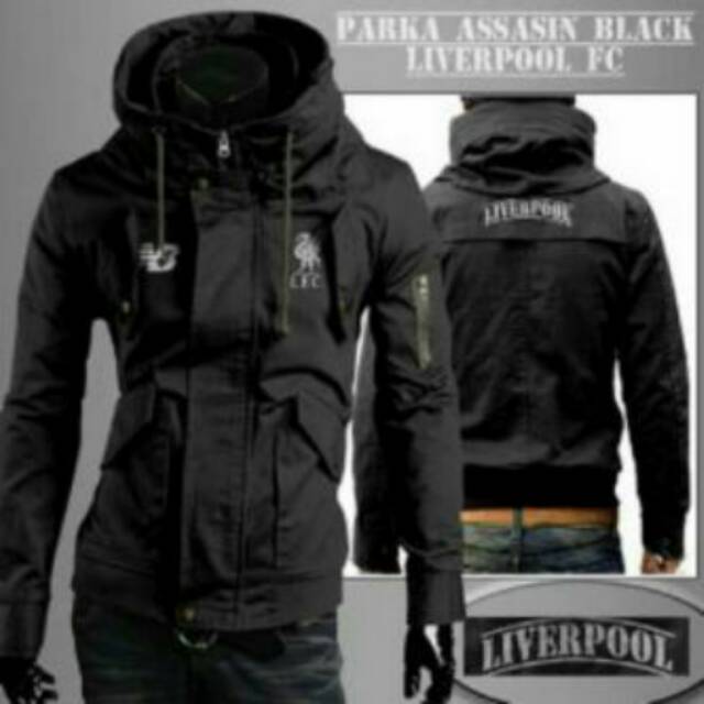 Jaket parka liverpool/LFC black hitam asasin nb nike adidas