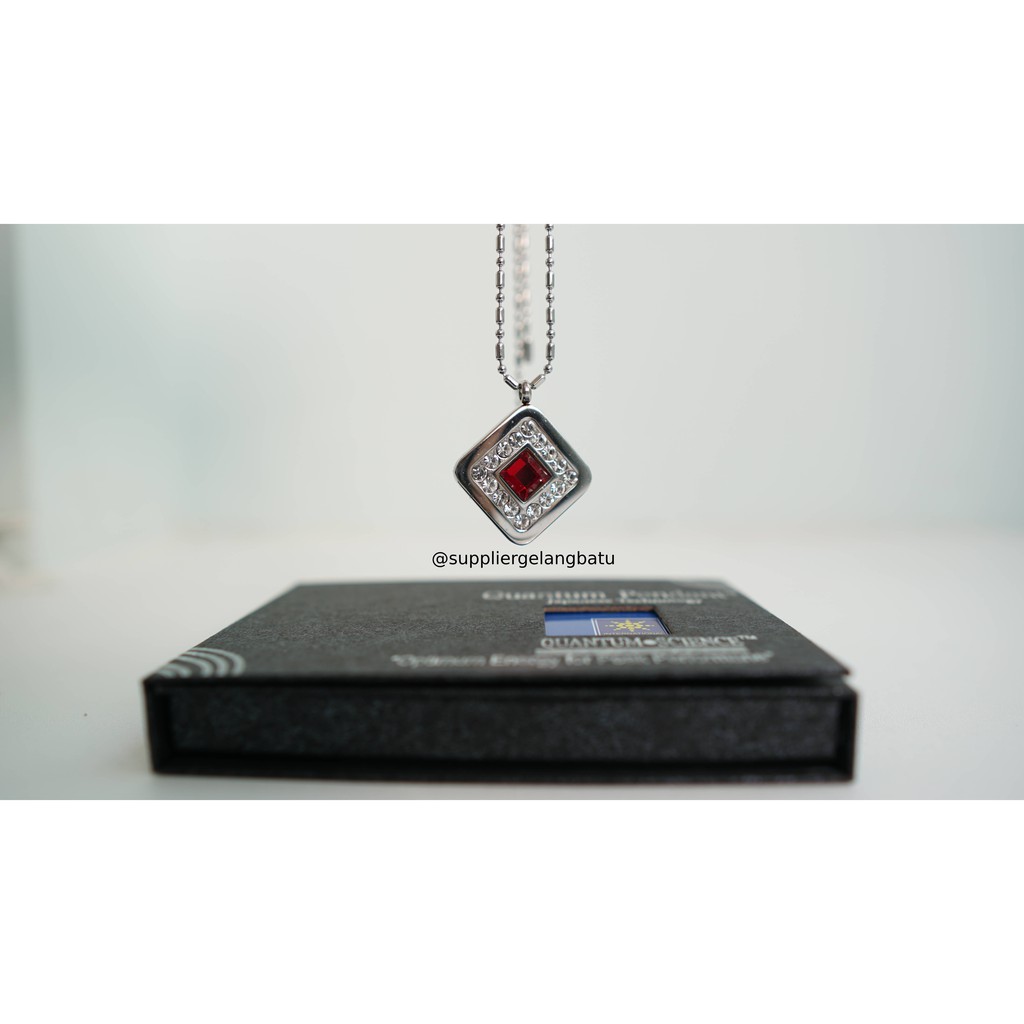 kotak permata merah safir Kalung quantum Pendant instan red sapphire