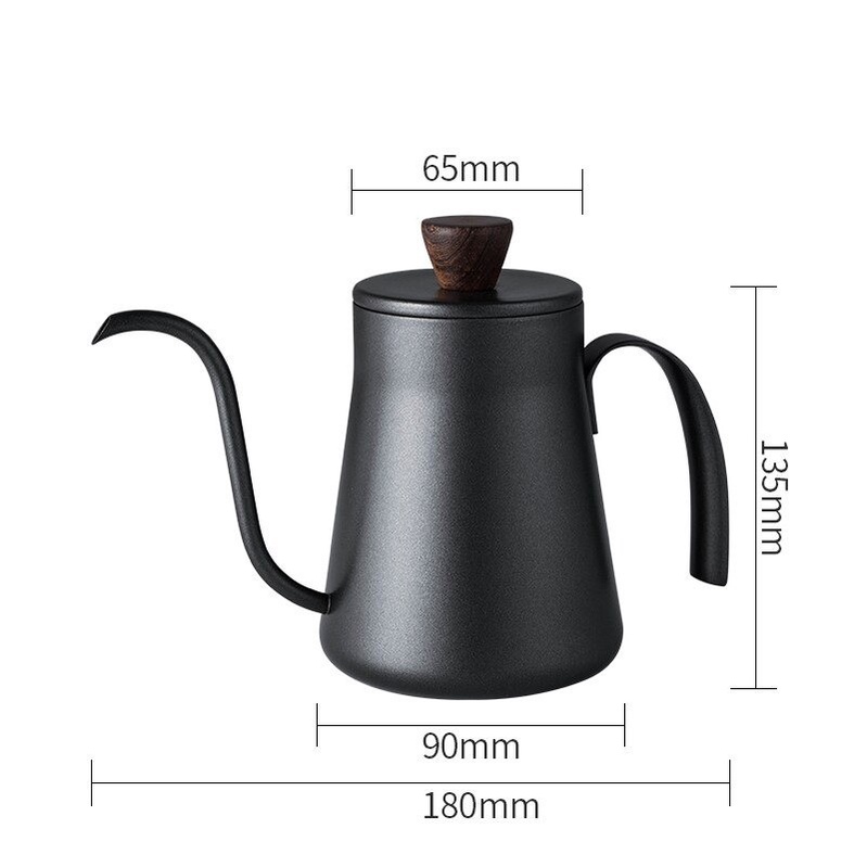 Teko Pitcher Kopi Teh Teapot Stainless Steel Leher Angsa 400ml - C0053 - Black