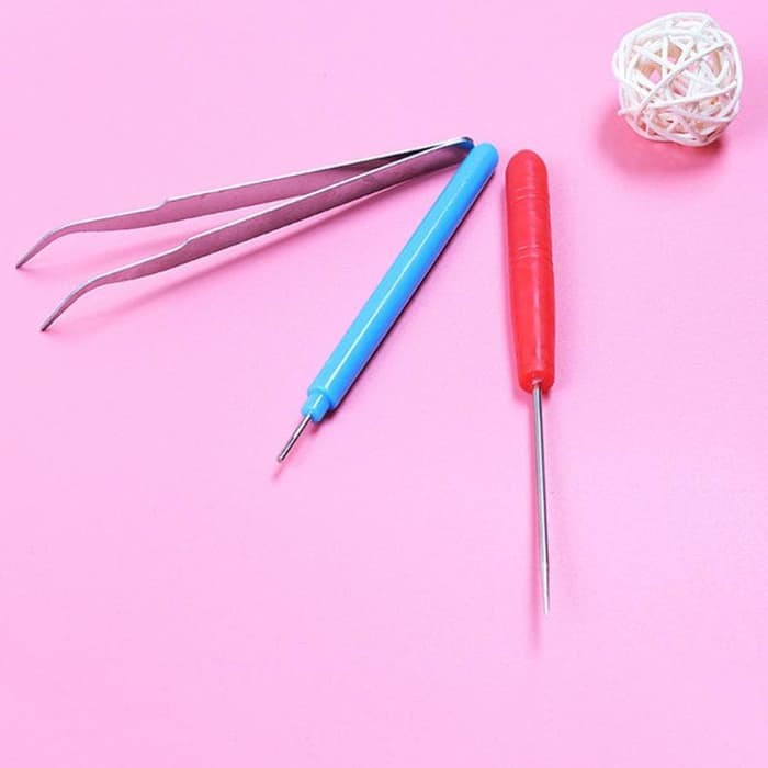 Quilling Tweezer Sloted Needle - Set Jarum dan Penjepit Quilling (3pcs