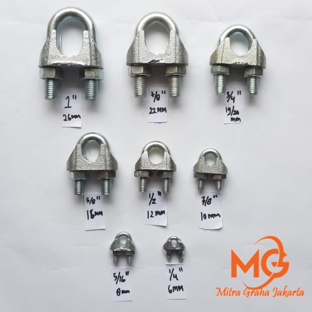 MG TERMURAH KUKU MACAN Clamp Klem Tali Kawat Baja Kabel Seling Sling 10 MM 3/8" Galvanis