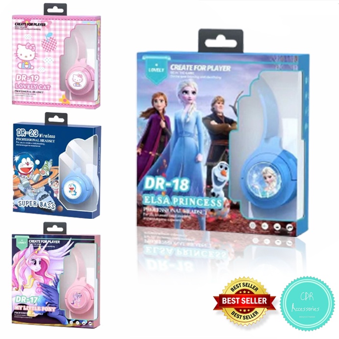 BLUETOOTH Headphone karakter DR Series Wireless - Headset Cartoon Karakter Anak Anak Headphone Karakter