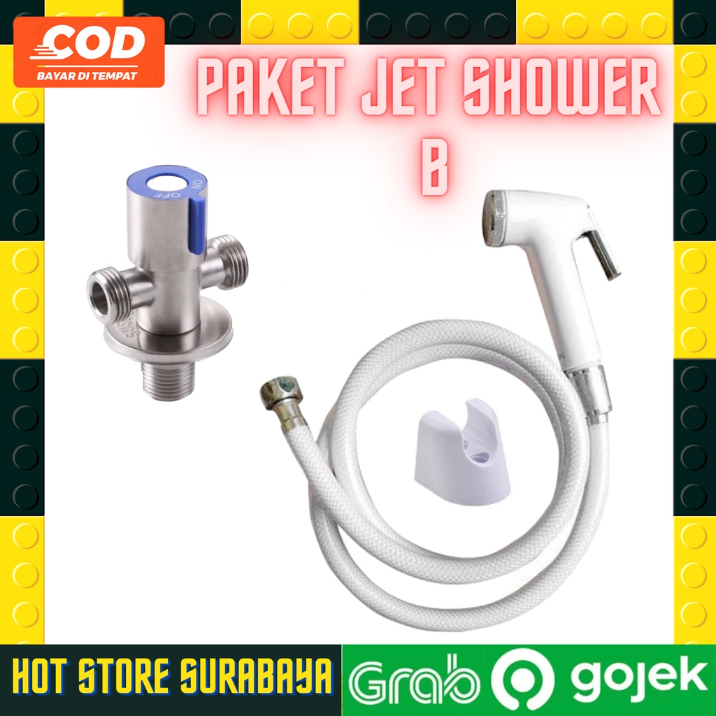 PAKET B JET SHOWER STOPKRAN CABANG JET SPRAY BIDET MURAH SEMPROTAN AIR HOT