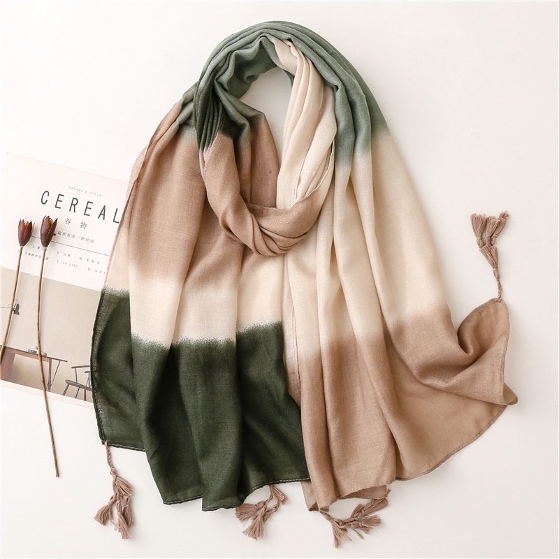 ITSFRIDAY FUNSHA In GREEN Scarf  - Premium Pashmina Shawl Selendang Syal Pasmina Hijab Import Motif Sembur Putih Hijau Coklat