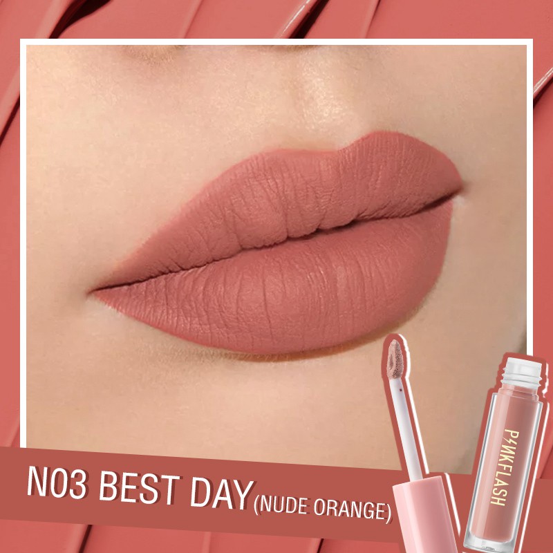 PINKFLASH Matte Lipstik Lembut Tahan Lama Pelembab Pigmentasi Tinggi Colors Pink Flash Gincu / BS