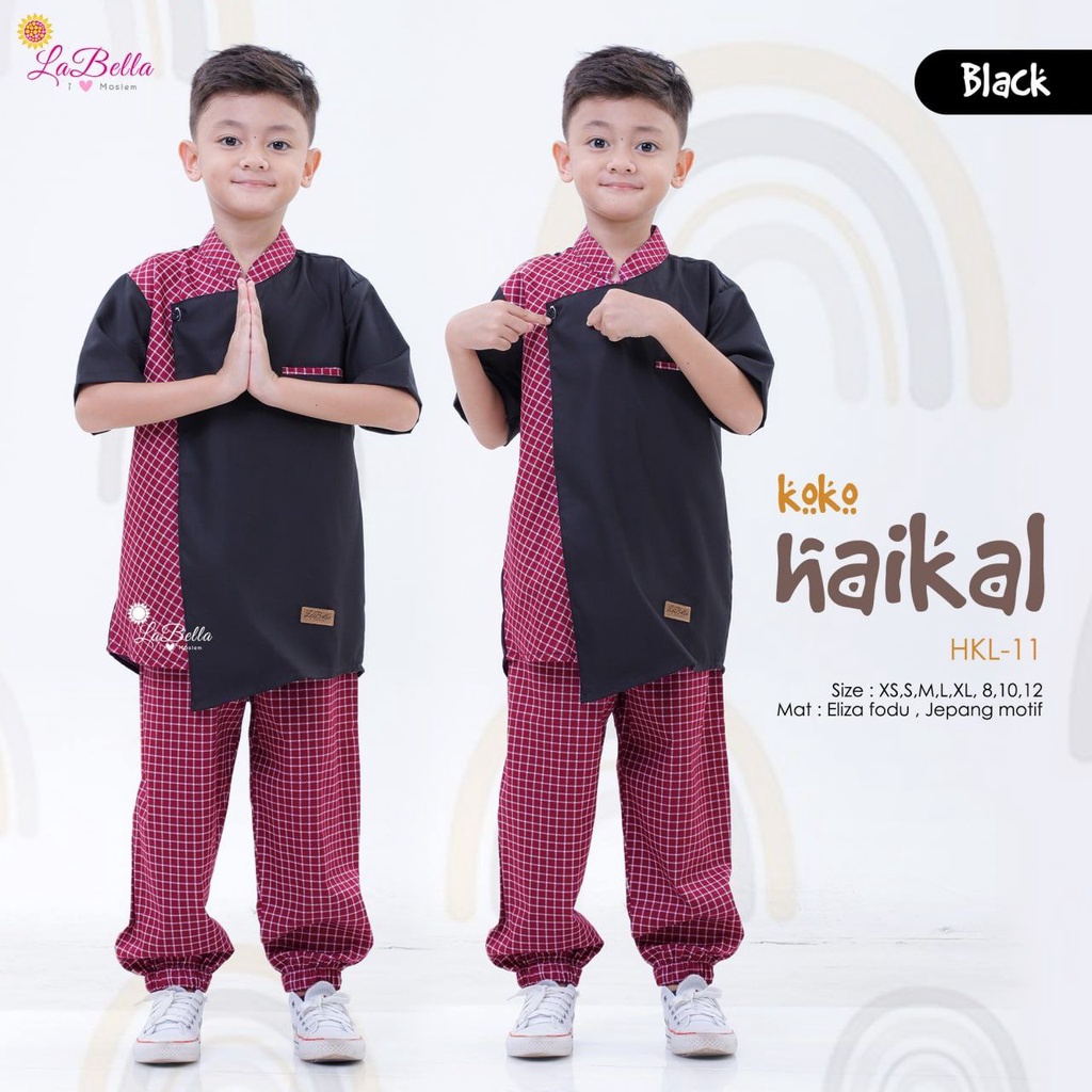 Labella Haikal Hitam Baju Koko anak Murah Setelan Celana  umur 3 - 11 Tahun