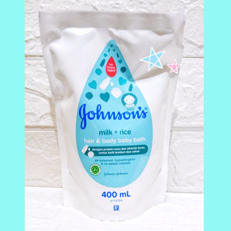 Johnson's johnsons Baby Milk + Rice hair &amp; body baby bath Refill 400ml 400 ml