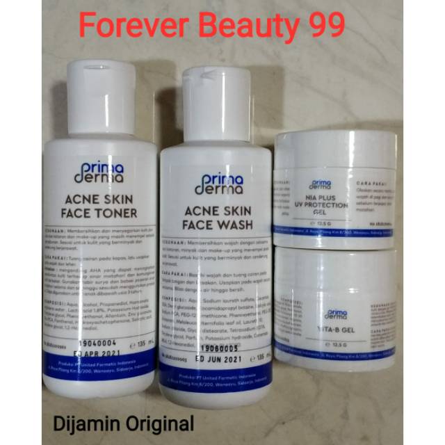 Paket Acne Primaderma isi 4 untuk jerawat bruntusan & bekas jerawat - Prima Derma