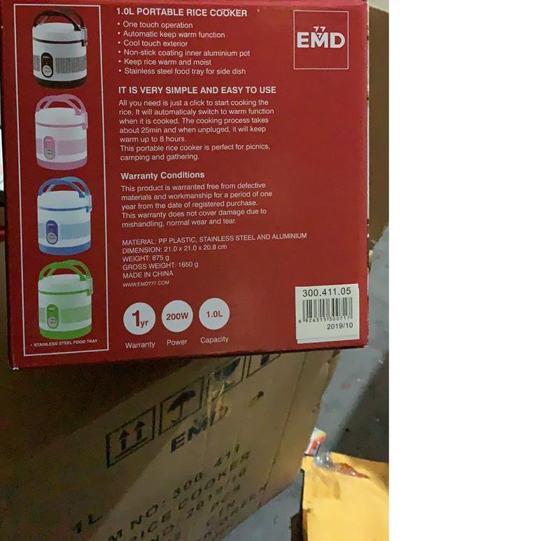 ✬ PROMO 1L EMD777 Portable Mini Rice Cooker Electric Lunch Box Elektrik Super Cook Masak Nasi Makan 