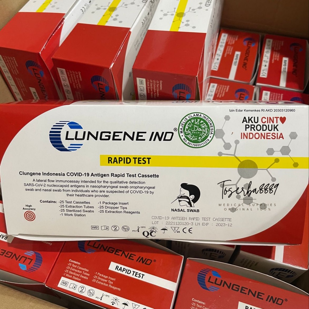 SWAB ANTIGEN CLUNGENE LUNGENE COLOK HIDUNG IZIN KEMENKES AKL 25 SET 100% ORIGINAL