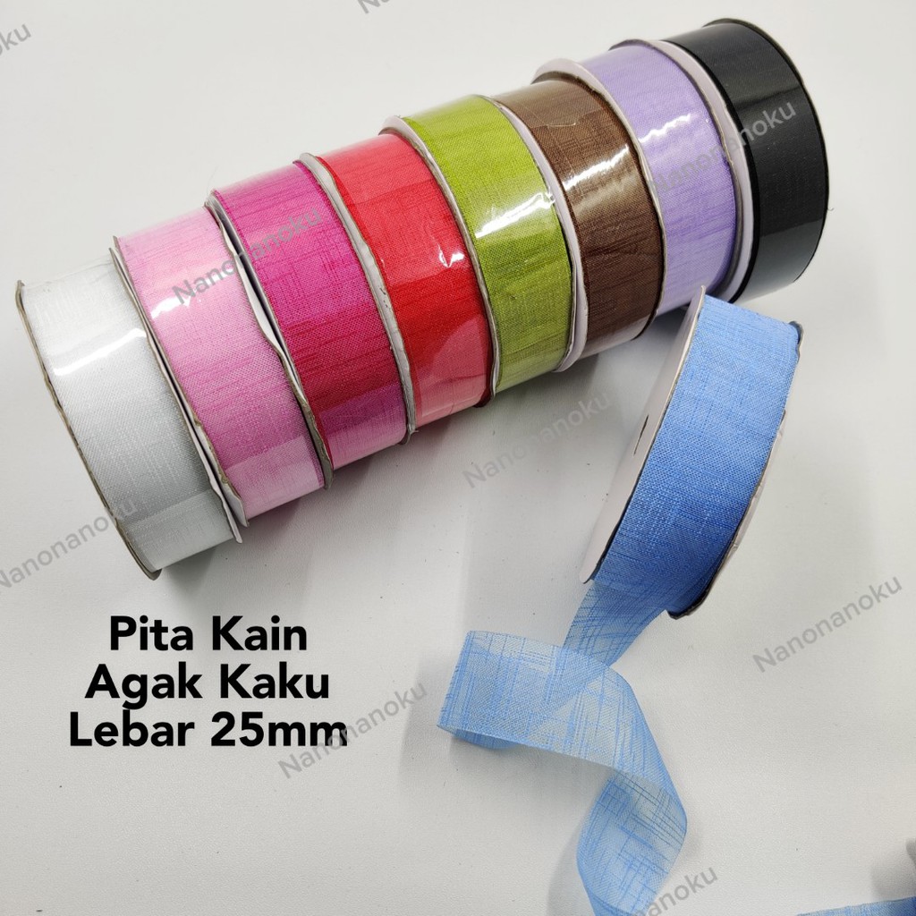 Pita Kain 2,5 cm Agak Kaku Hiasan Hampers Souvenir Mahar