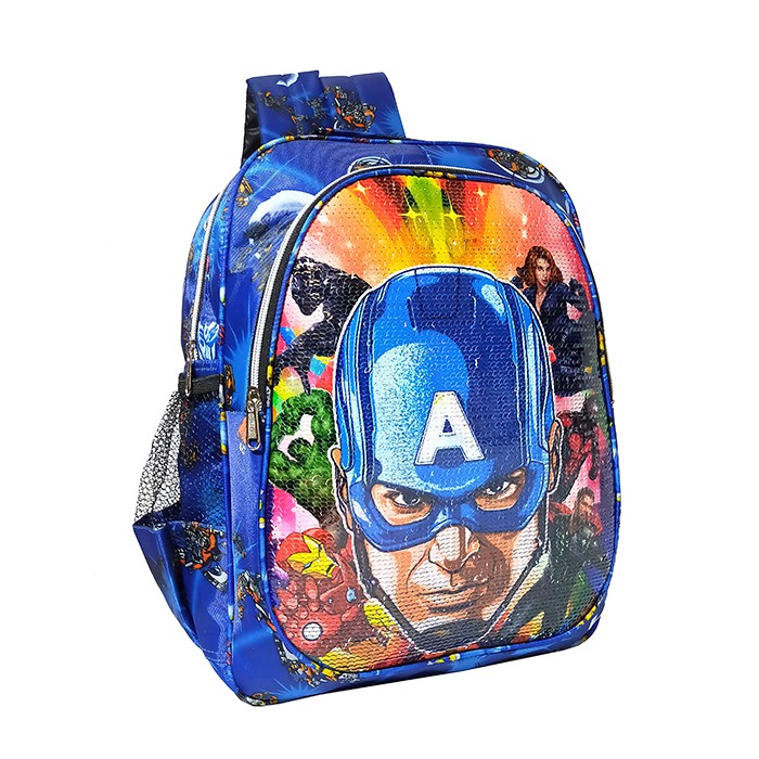 TAS RANSEL USAP 2 GAMBAR KARAKTER CAPTAIN AMERICA - ULTRAMAN ANAK SEKOLAH TK / SD TAS SEQUIN