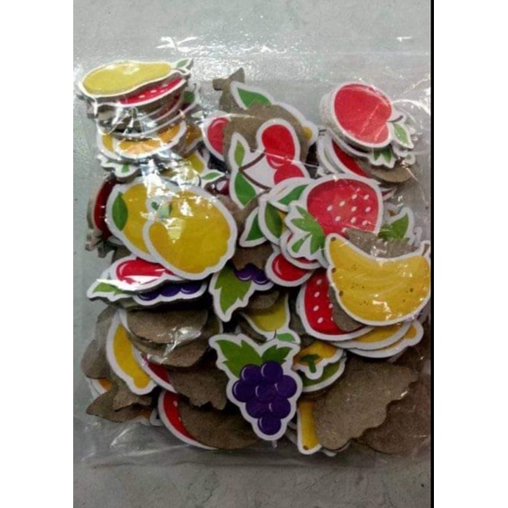 Bros pin curah bahan kayu karakter buah2 1pak isi100pcs