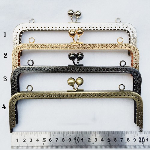 [IMPORT] 20 cm 4 warna bingkai dompet logam gesper tas aksesoris mulut emas knurling 3 pcs/lot