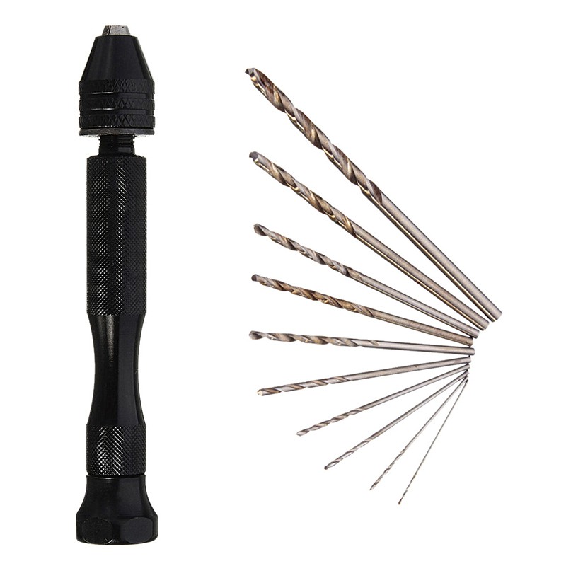 Taffware Bor Tangan Manual HSS Twist Drills dengan 10 Mata Bor - 3003 - Black