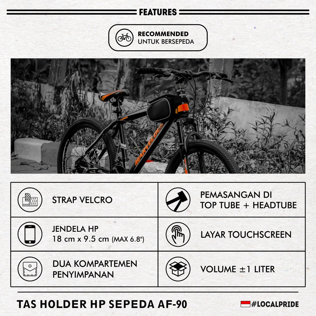 Tas Sepeda Gowes HP Smartphone Touchscreen Anti Air Waterproof   Tas Gowes AF-90 by FUNCOVER