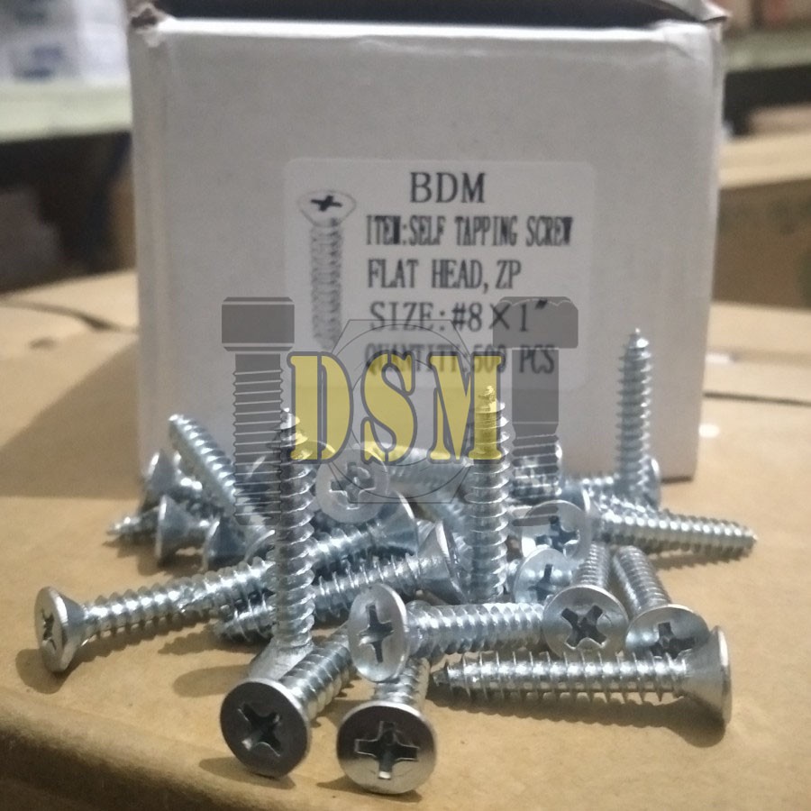 (100 PCS) Sekrup FH #8x1&quot; / Self Tapping Screw F+AB (2,5 CM)