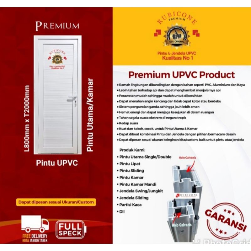 Pintu Premium Upvc Rubicone Full Speck L80 x T200 cm