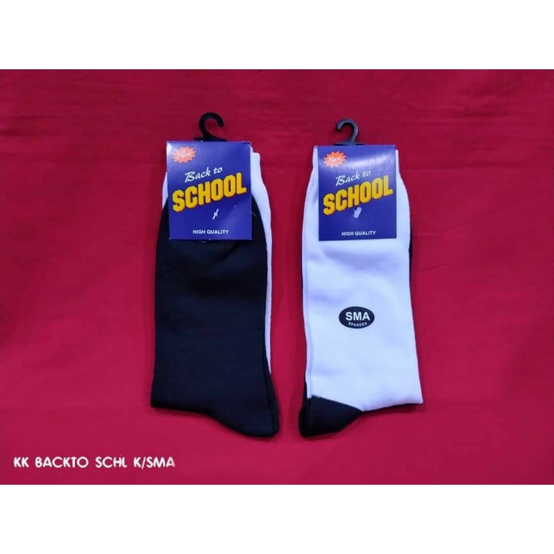 Kaos Kaki Sekolah Back To School - HITAM, PUTIH - SD, SMP, SMA