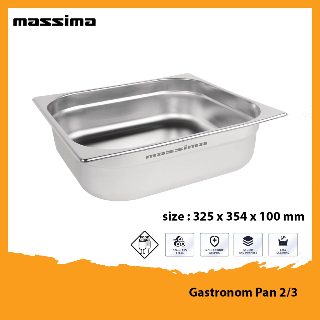 Stainless Steel Gastronom Food Pan GN Pan 2/3 tinggi 10 cm 100 mm