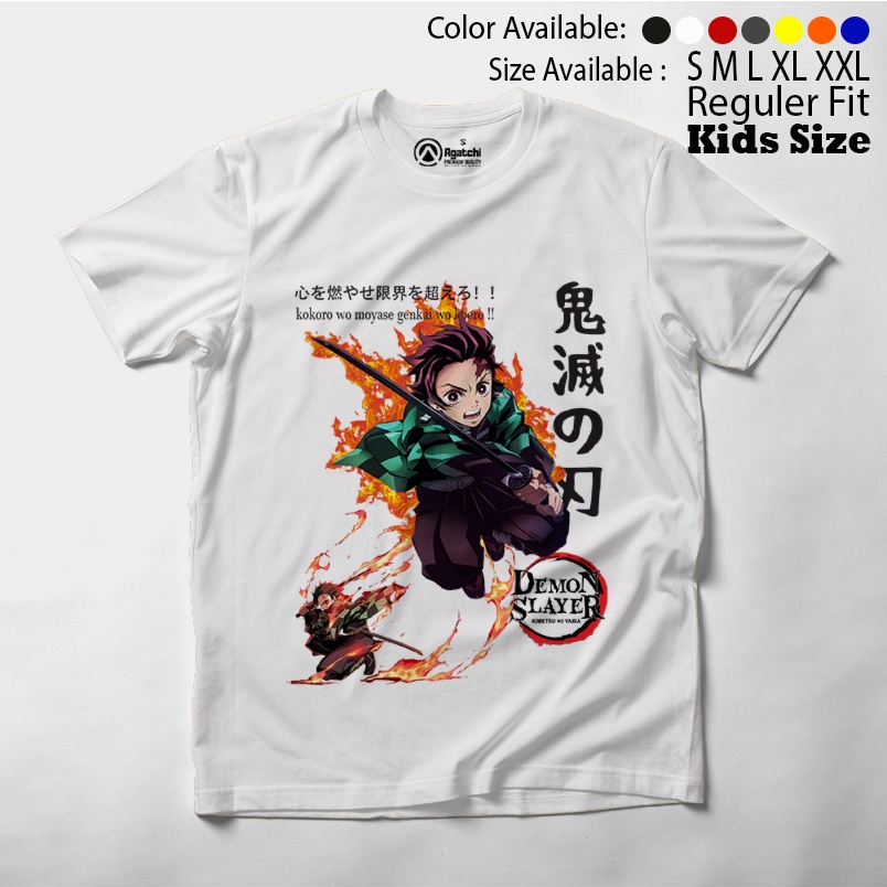 Tanjiro Kamado On FIre - Demon Slayer Kimetsu No Yaiba - Anime / Baju Anak / Kaos Atasan Anak / Kaos Distro Anak / Kids T Shirt