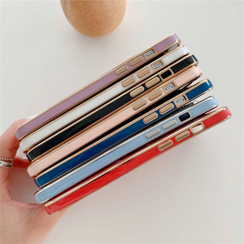 Soft Case Silikon Plating Polos Cover Proteksi Belakang Hp Untuk iPhone 12 / 13pro / Max / 13