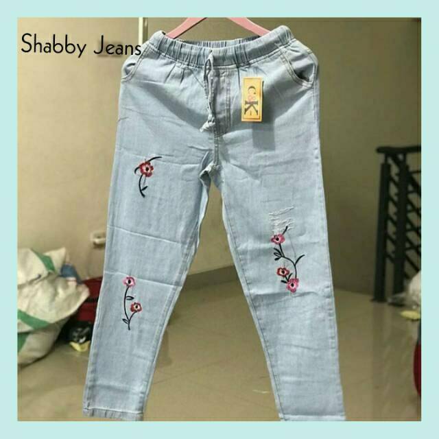 Celana JEANS WANITA baggy jeans motif bordir jeans kekinian baggy pants baggy jeans sobek murah