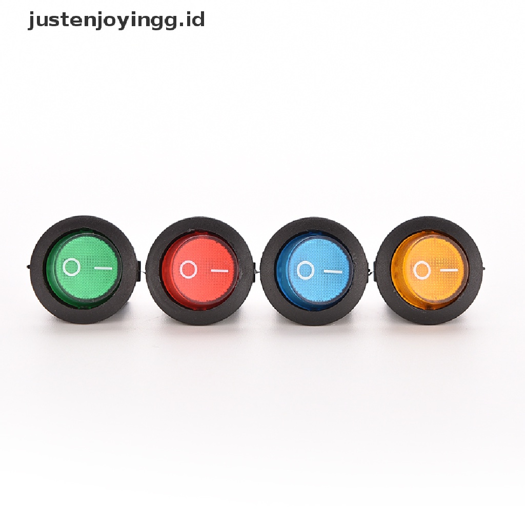 // justenjoyingg.id // 4PCS 12V 16A ON/OFF LED DOT ROUND ROCKER SPST TOGGLE SWITCH CAR AUTO BOAT LIGHT ~